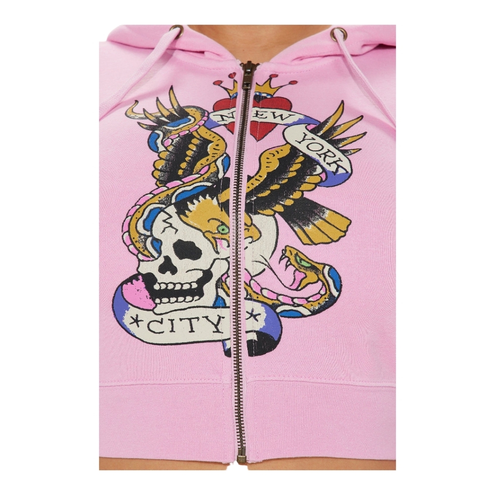 ED HARDY NEW YORK EAGLE ZIP FRONT HOODIE PINK SIZE XL - Picture 4 of 12